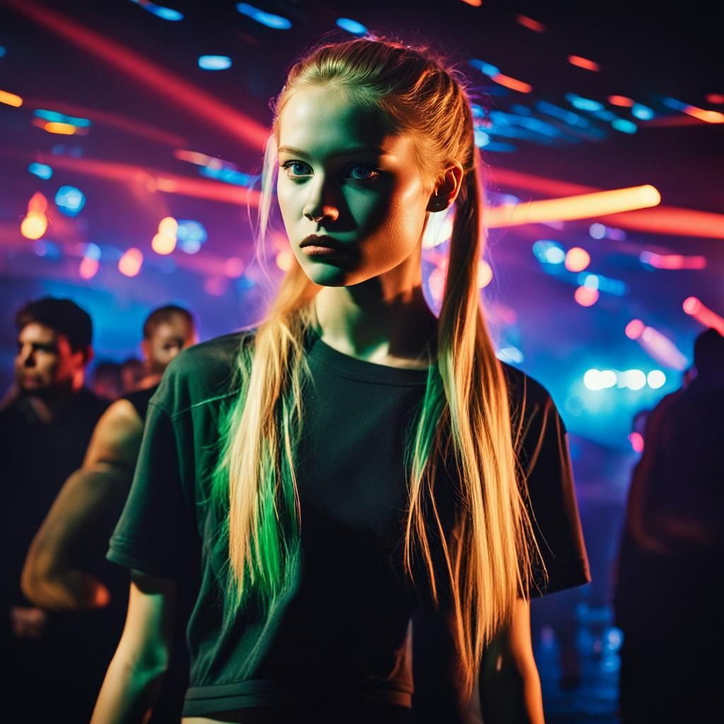 Nightclub Dancer Portrait in Analog Photo Style