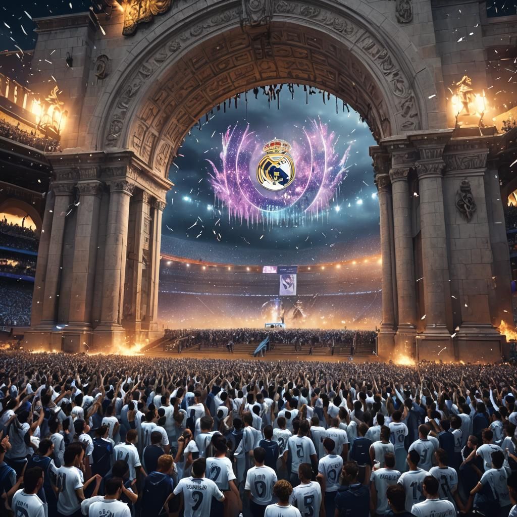 Real Madrid Fans Celebrate Victory in Stadium