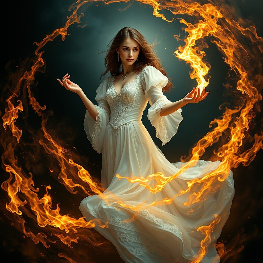 Ethereal Sorceress Enchants with Flame Magic