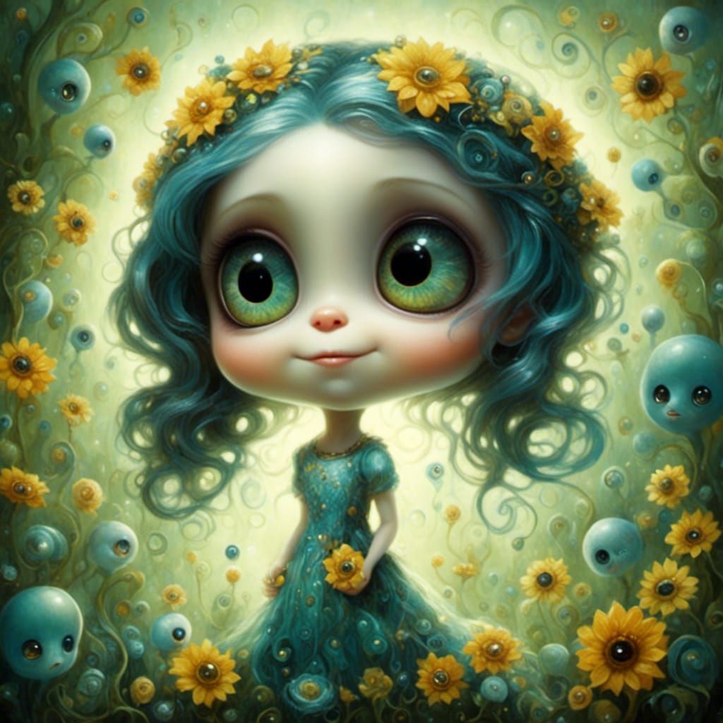 Whimsical Big-Eyed Man Smiling