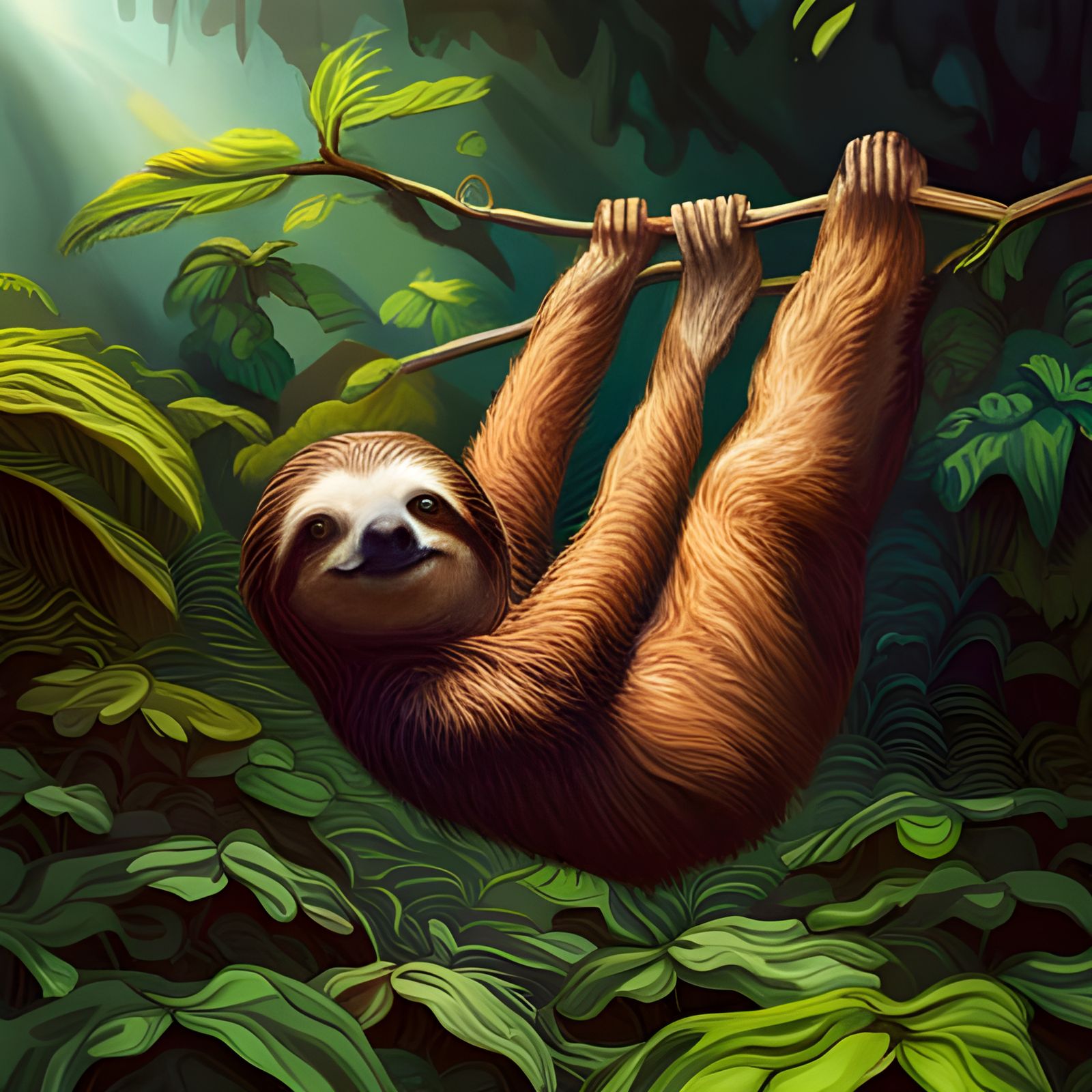 Hyperrealistic Sloth in Splash Art Style