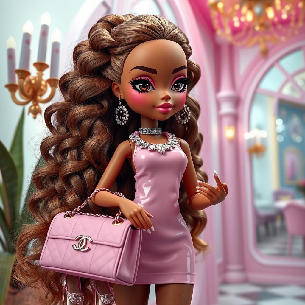 Glamorous Bratz Doll in Ultra-Detailed Matte Painting