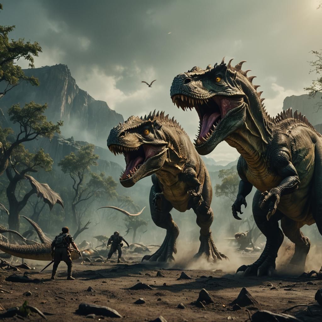 Epic Dragon Versus T-Rex Cinematic Battle