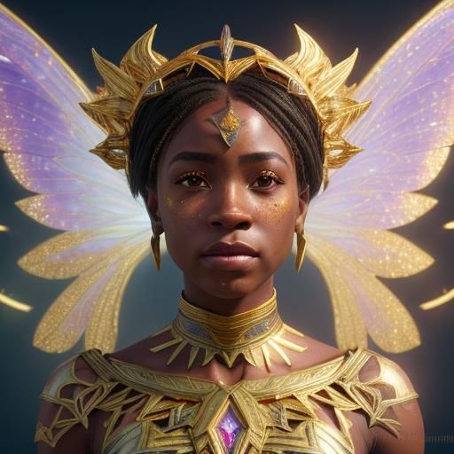 Glittery African American Fairy Portrait in 8K