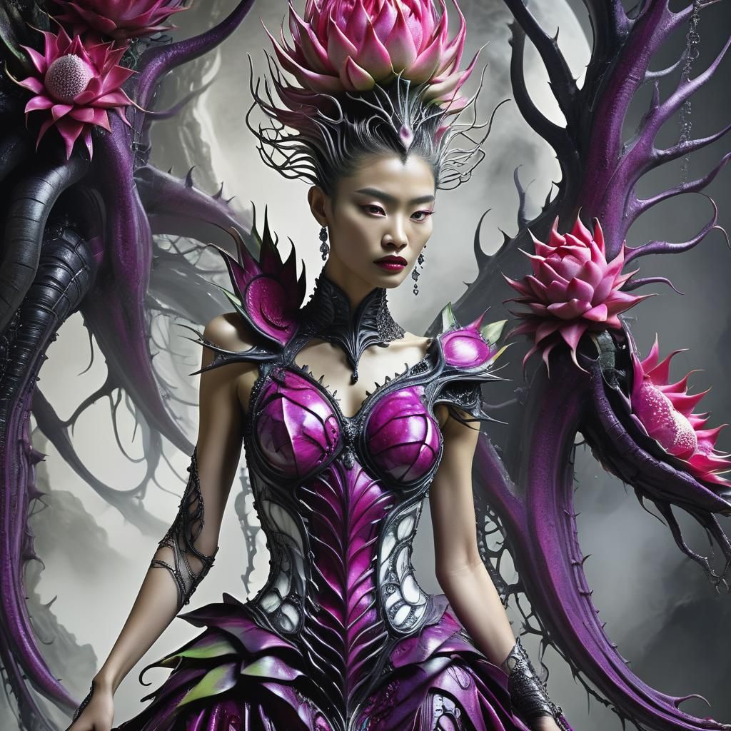 Surreal Goddess in Magenta and Green