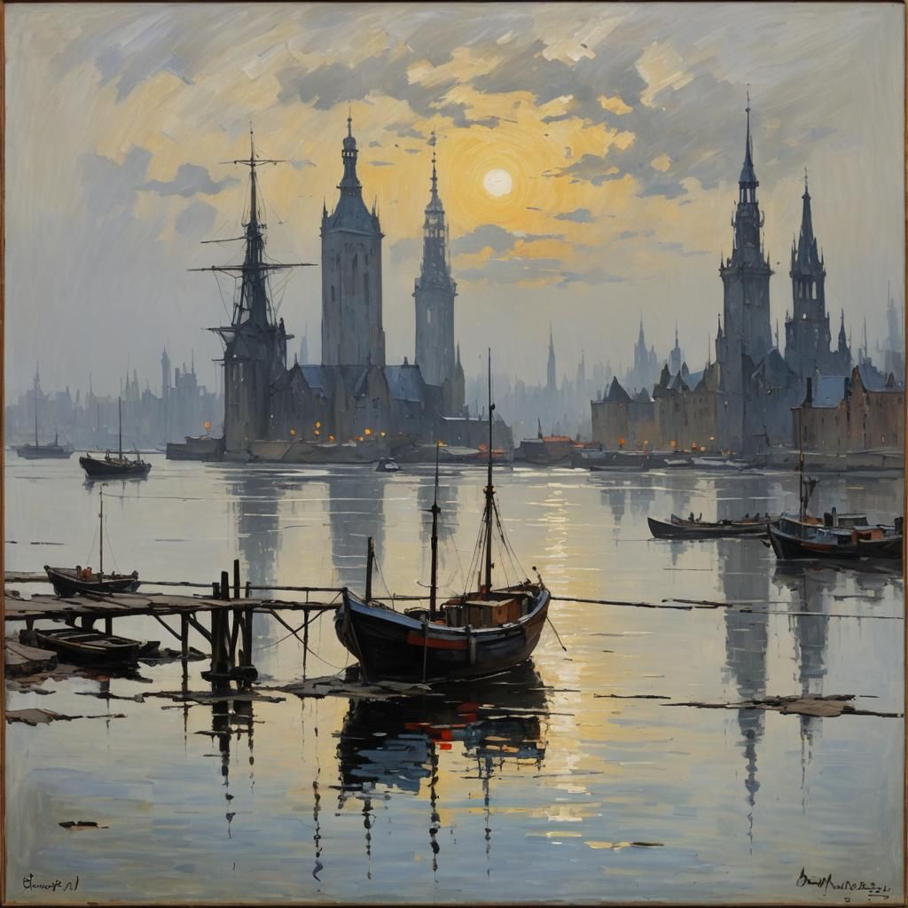 Mondrian Inspired Sea View Oil Painting