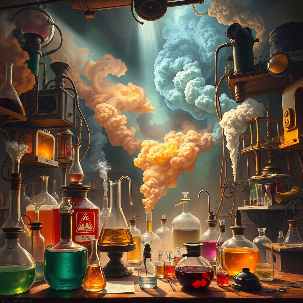 Mysterious Science Lab with Bubbling Concoctions