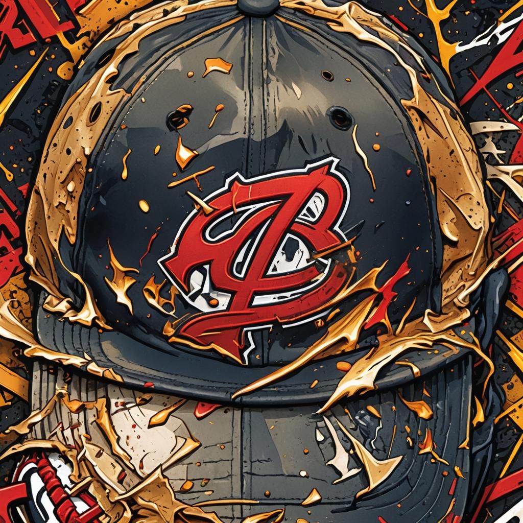 Braves Logo on Baseball Cap in Comic Book Style