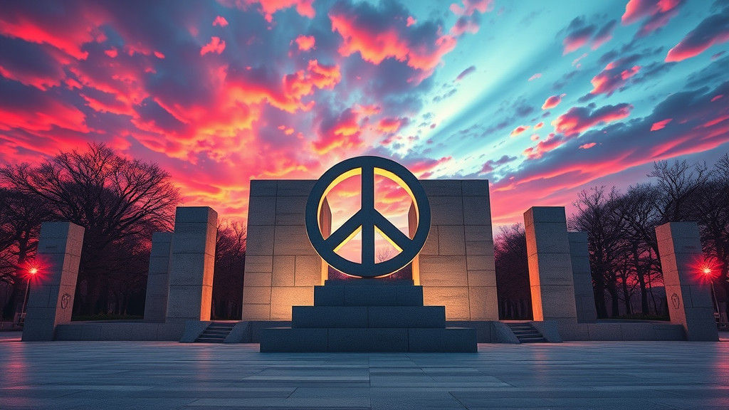 Peaceful Hiroshima Memorial in Vibrant Photorealism as Futur...