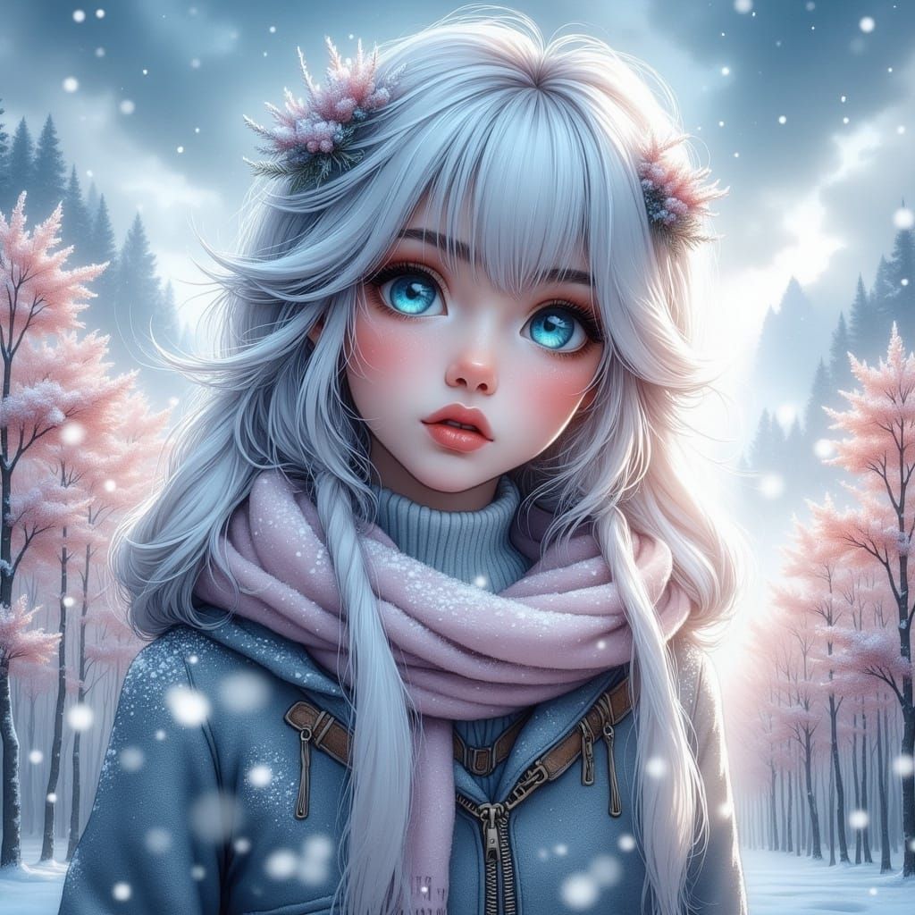 Winter Wonderland Grandma in Snowy Bloom