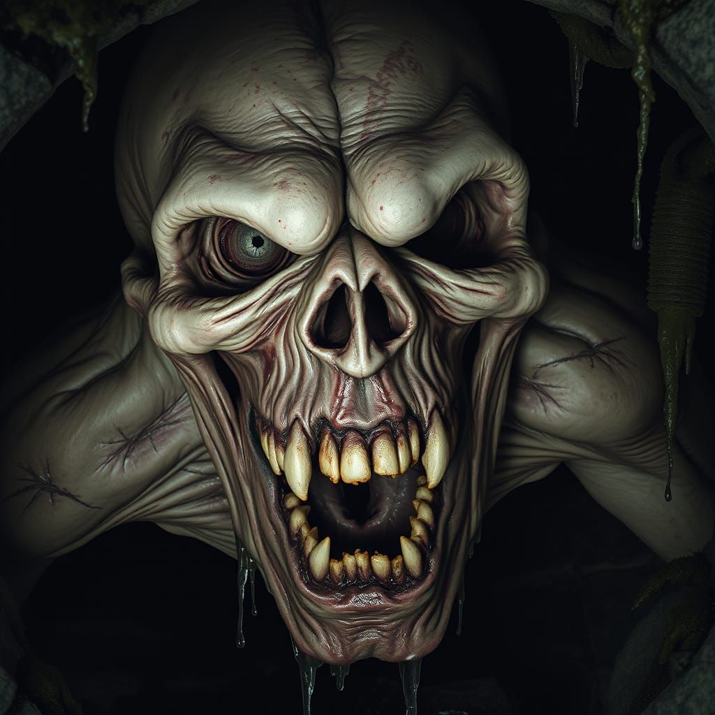 Monstrous Entity Emerge from Abandoned Well in Cyberpunk Dig...