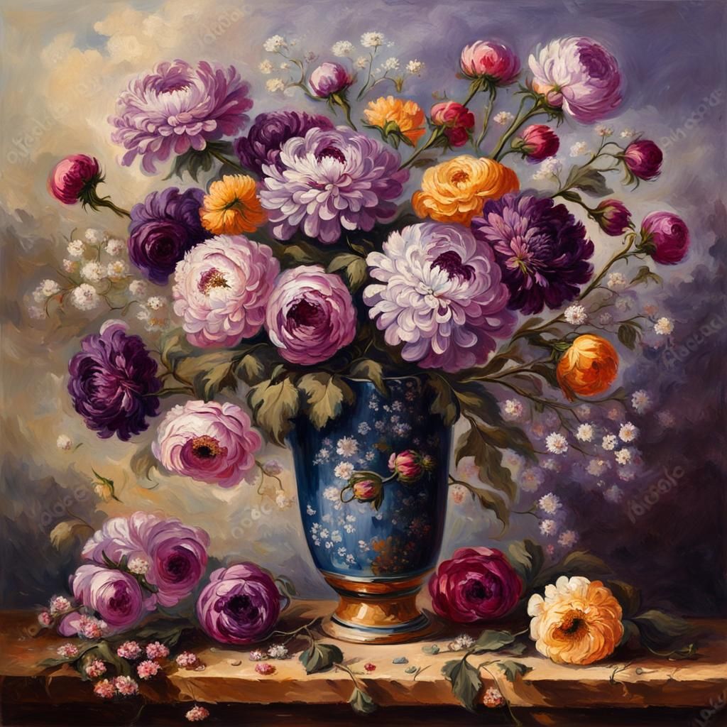 Purple flowers in a vase