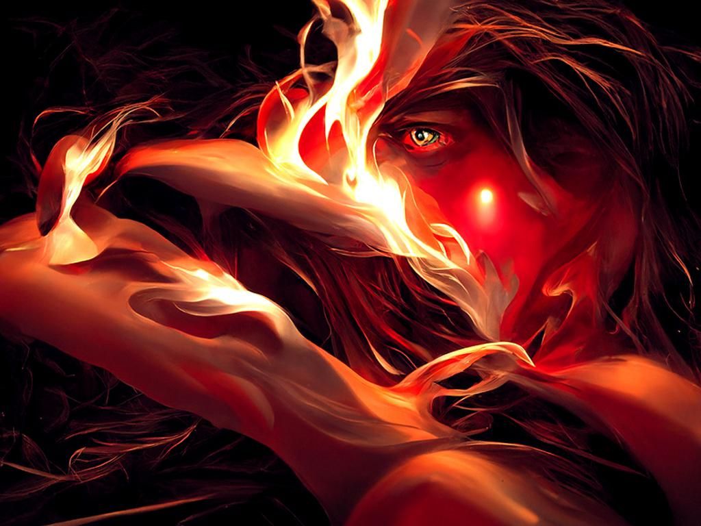 Fantasy Hero Survives Inferno in Digital Illustration