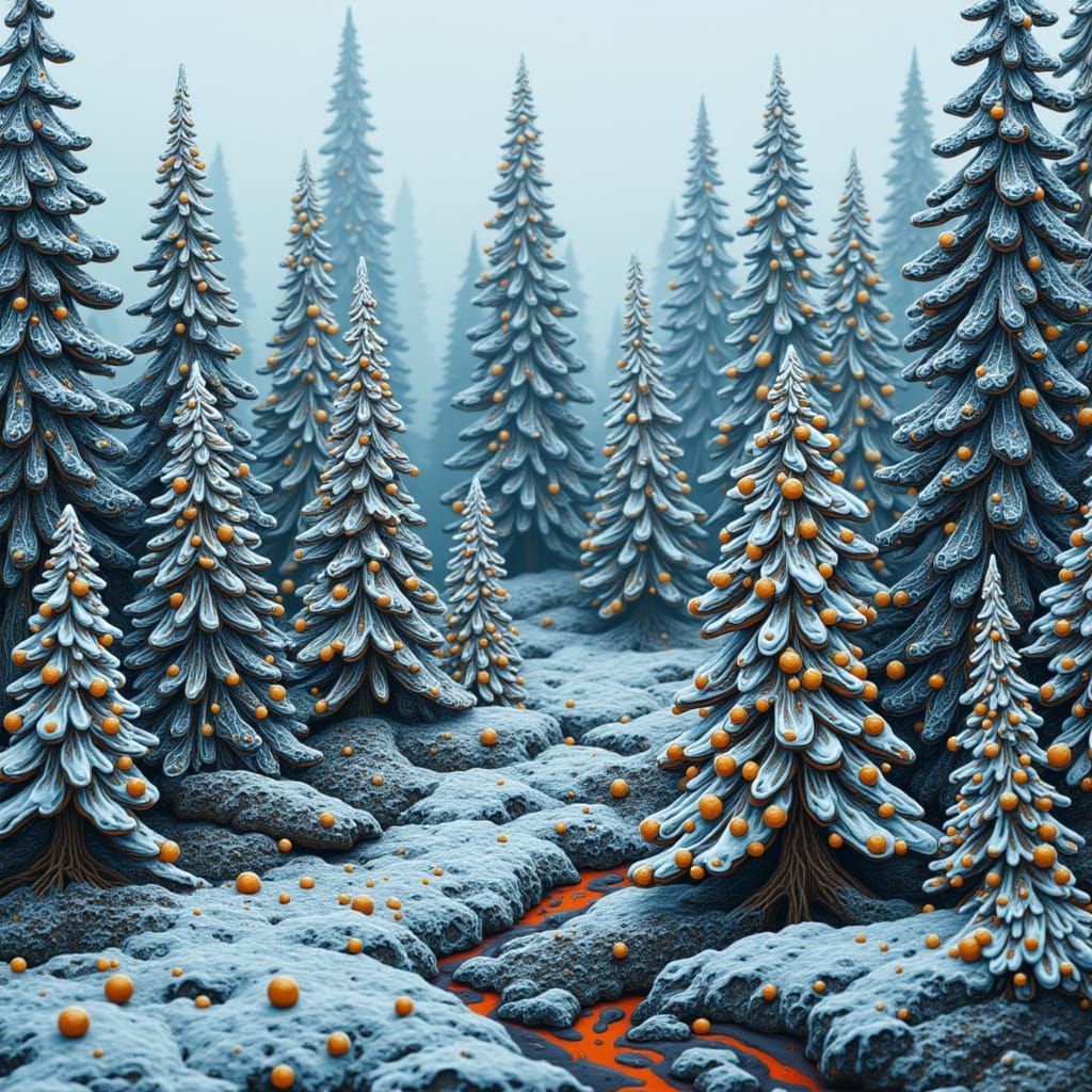 Frozen Trees in Lava Land