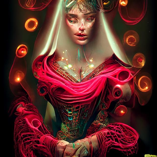 Magic Woman in Geometric, Hyperreal Style