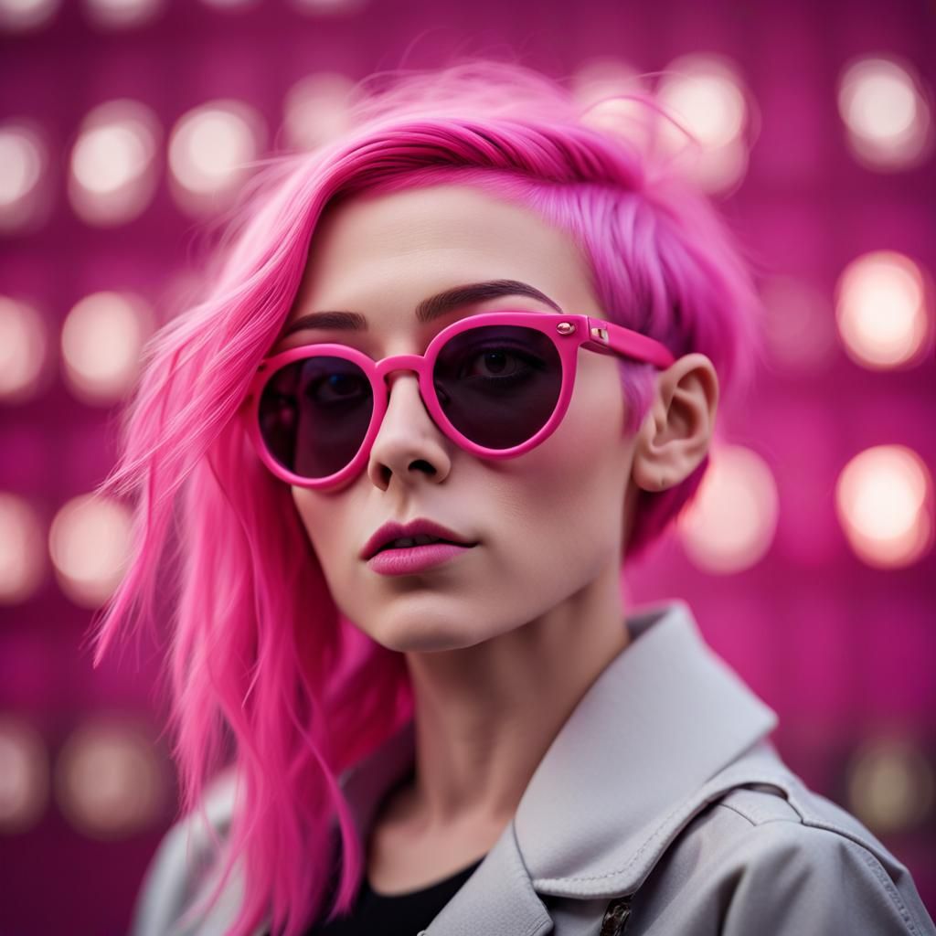 Pink Haired Woman in Bleak World: Bokeh HD Portrait