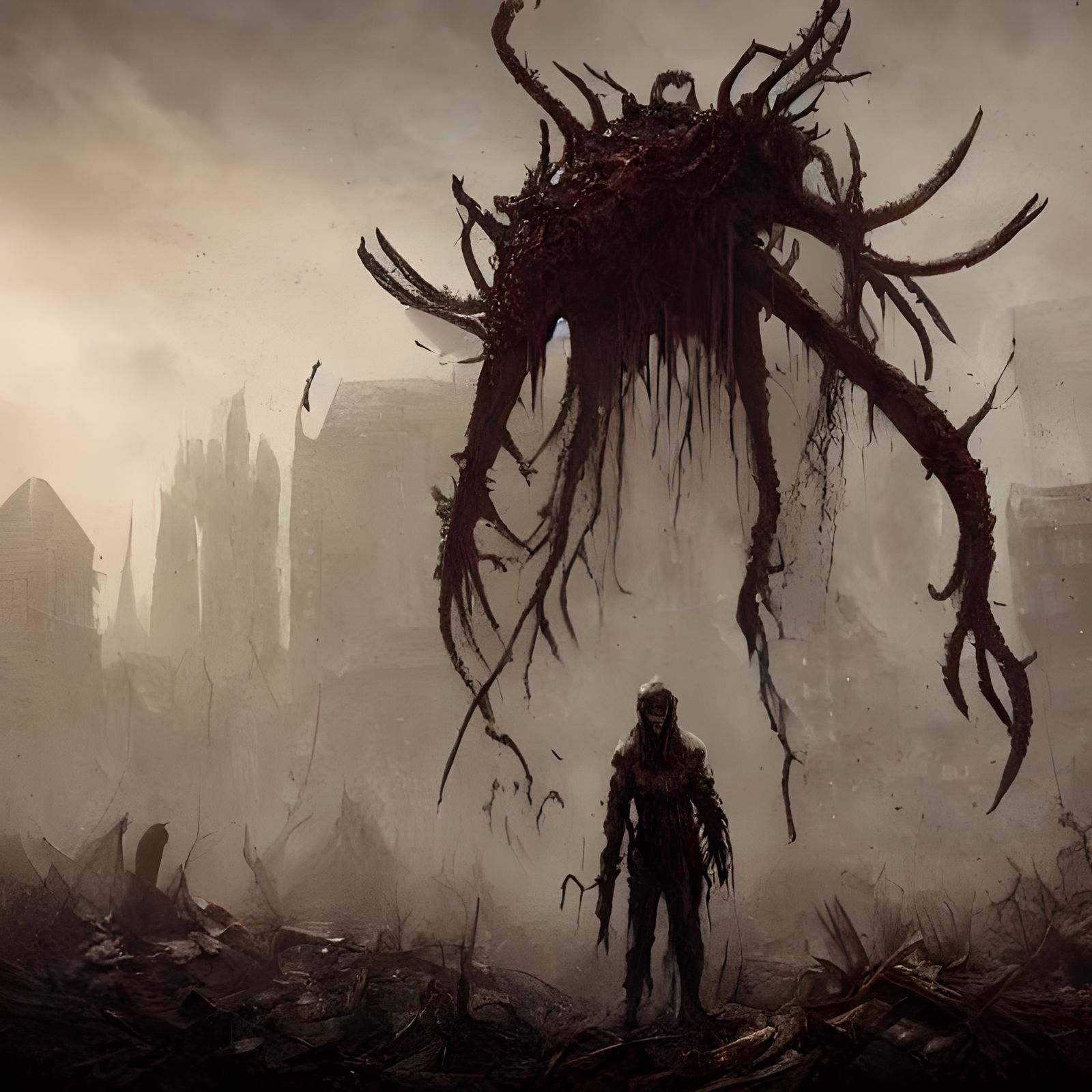 Dark Post-Apocalyptic World Ruined by Lovecraftian God