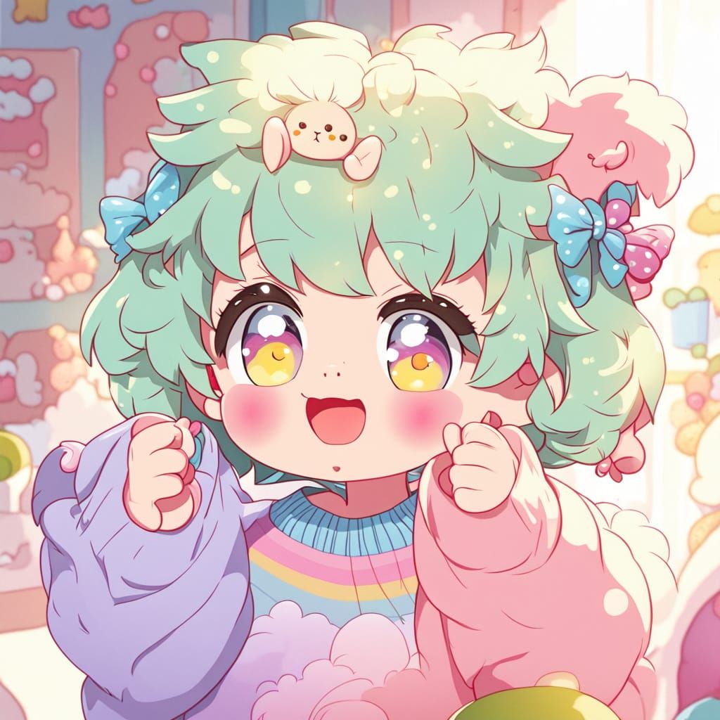 Chibi Anime Boy in Pastel Sweater