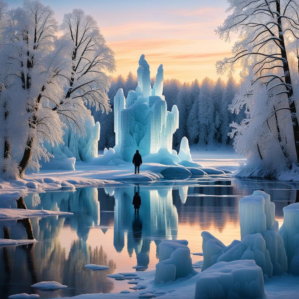 Frozen Lake: A Cinematic Oil Painting