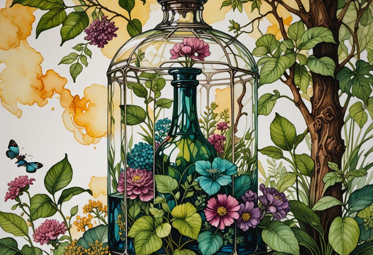 Intricately detailed alcohol ink illustration, The Conservat...