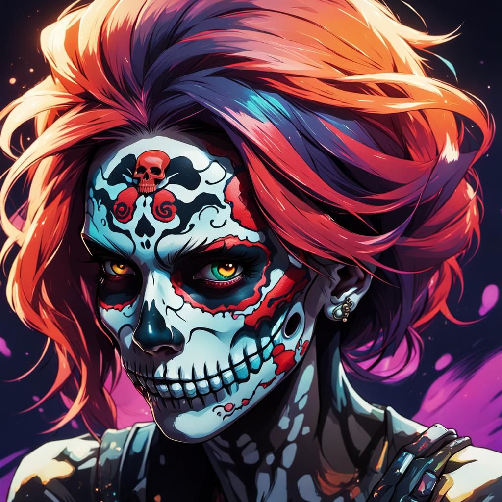 skull facepaint anime style