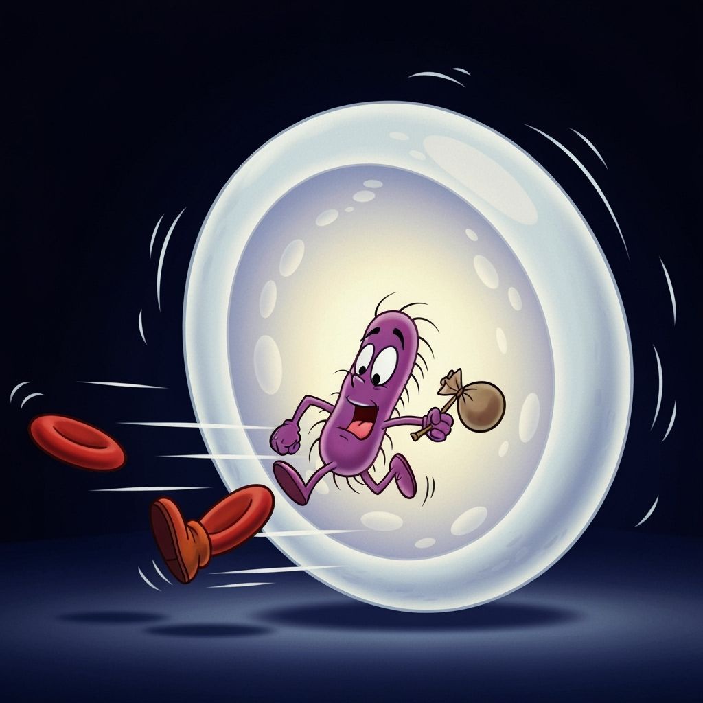 Cartoon Bacterium Escapes White Blood Cell in Classic Animat...