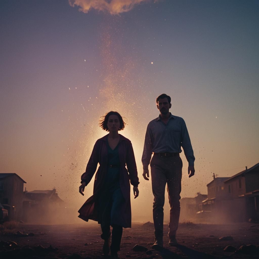 Dramatic Figure in Cinematic Film Still