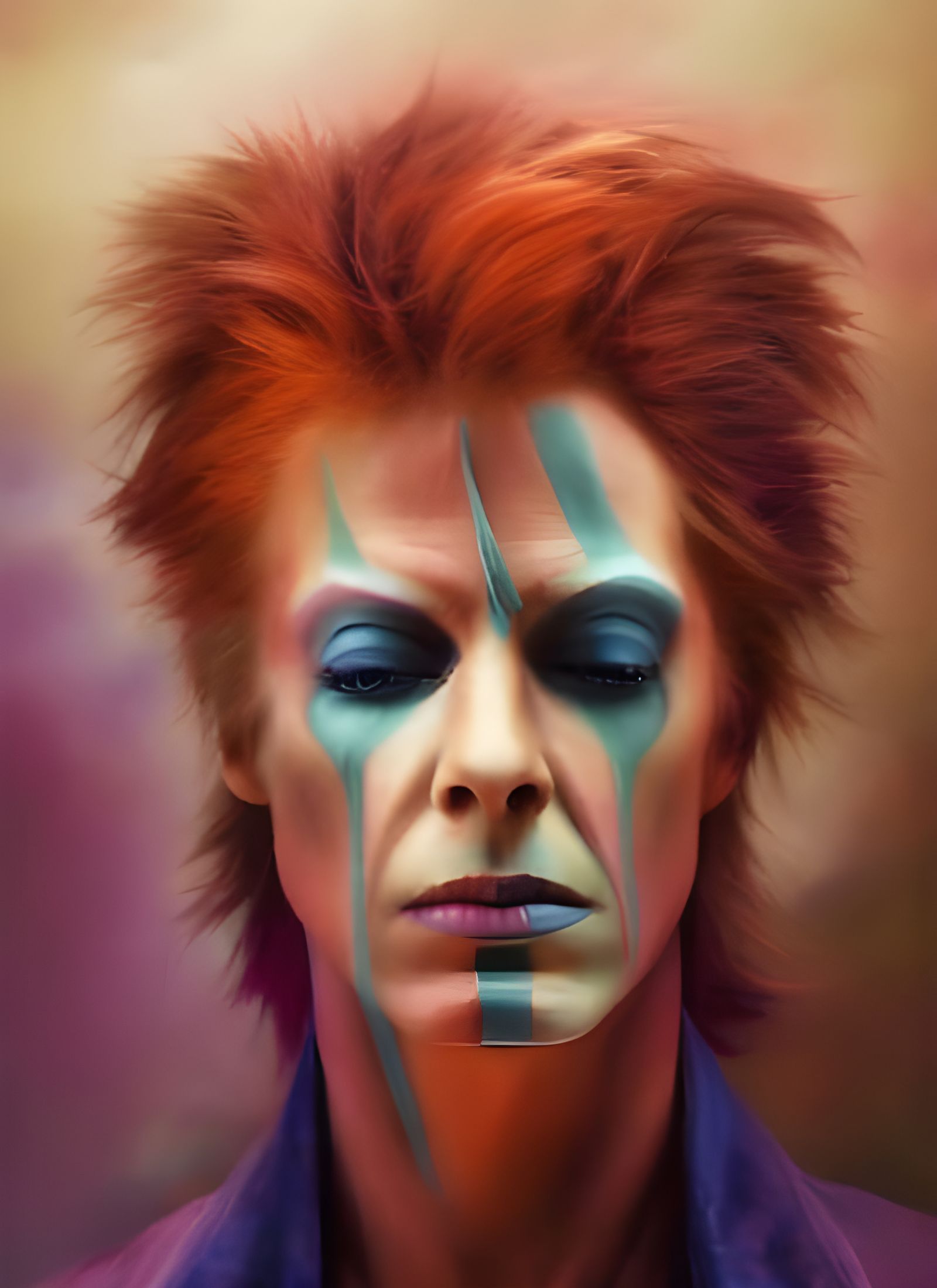 David Bowie Portrait in Watercolor Style