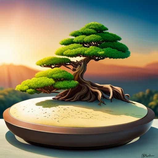 Bonsai Tree in Anime Manga Style