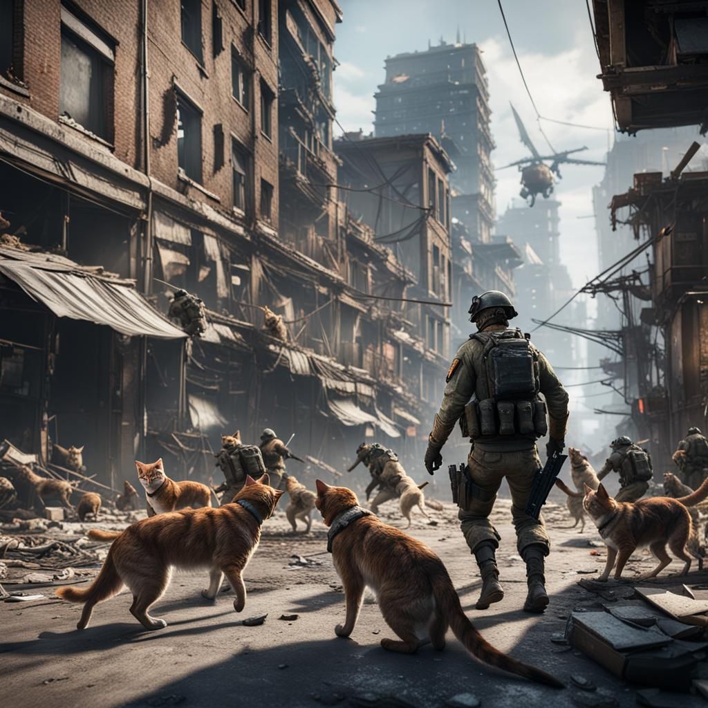 Epic Cat vs Dog Soldier Battle in 3D