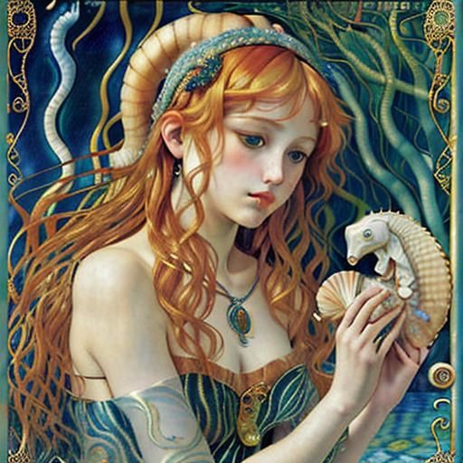 Seashells and Seahorses: Psychedelic Art, Hyperdetailed