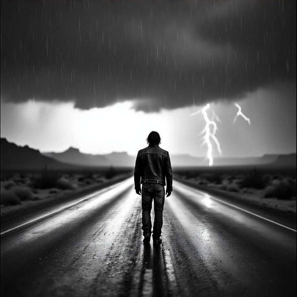 Desert Highway Storm: A Documentary-Style Photograph