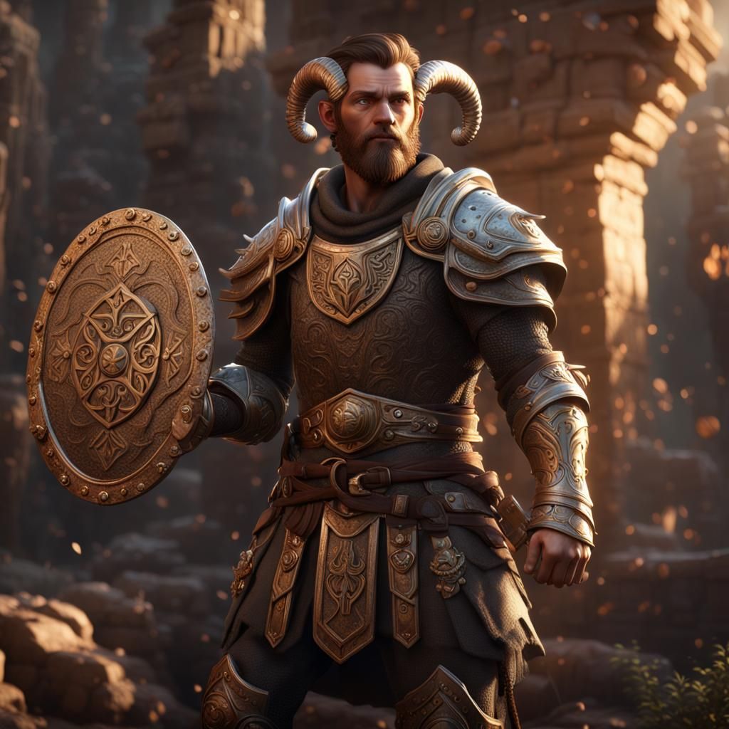 Mirthful Satyr Cleric Wanderer in Detailed Matte Painting