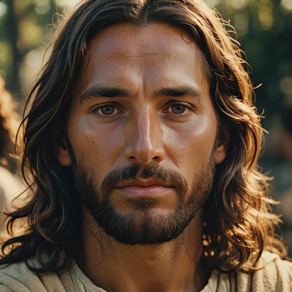 Compassionate Face of Jesus Christ in Golden Light