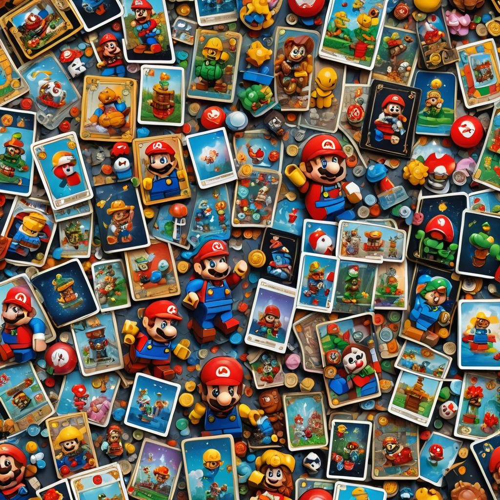 Lego Mario Tarot Card in Candy Art Style