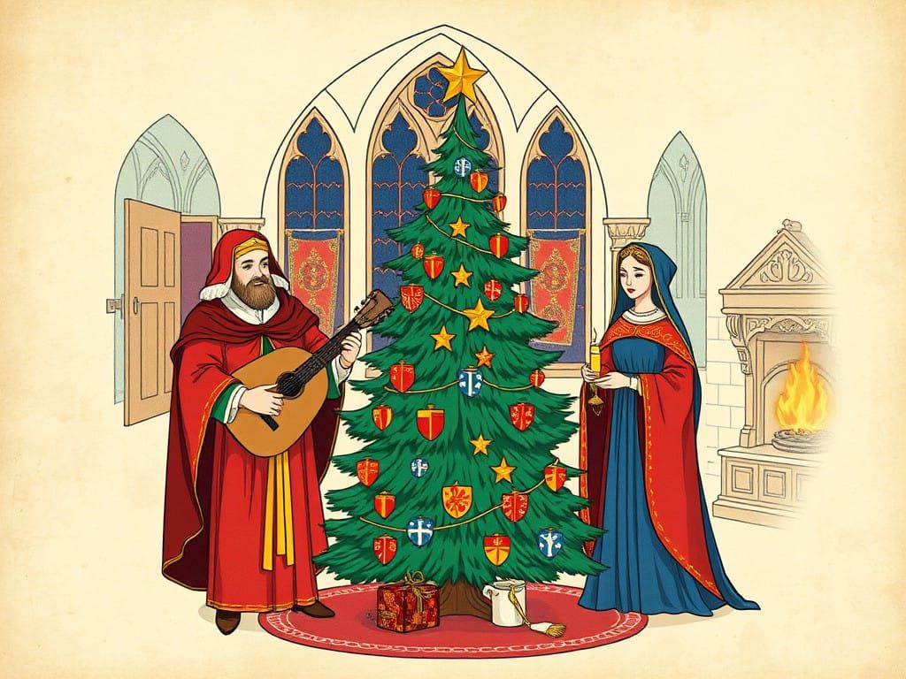 Medieval Christmas Scene in Illuminated Manuscript Style