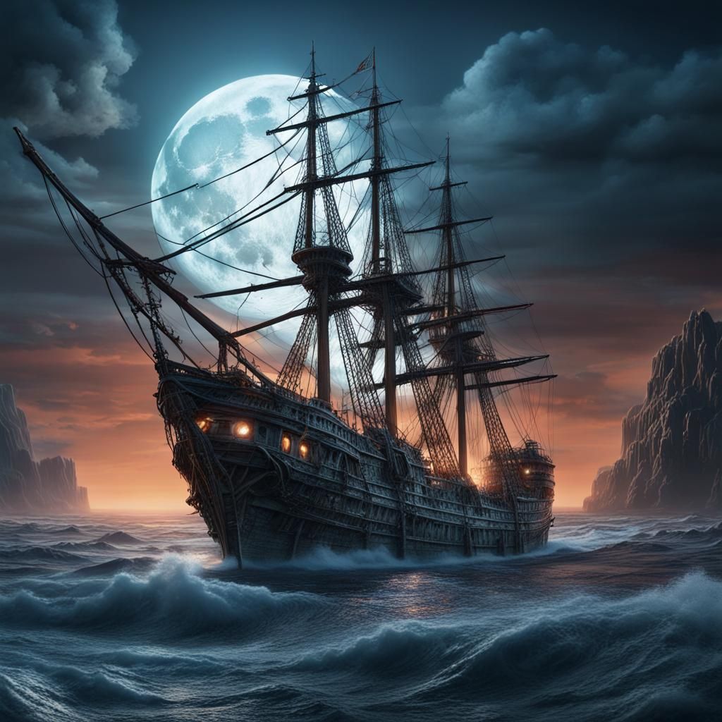 Ghost Ship in Devil's Sea: Matte Painting