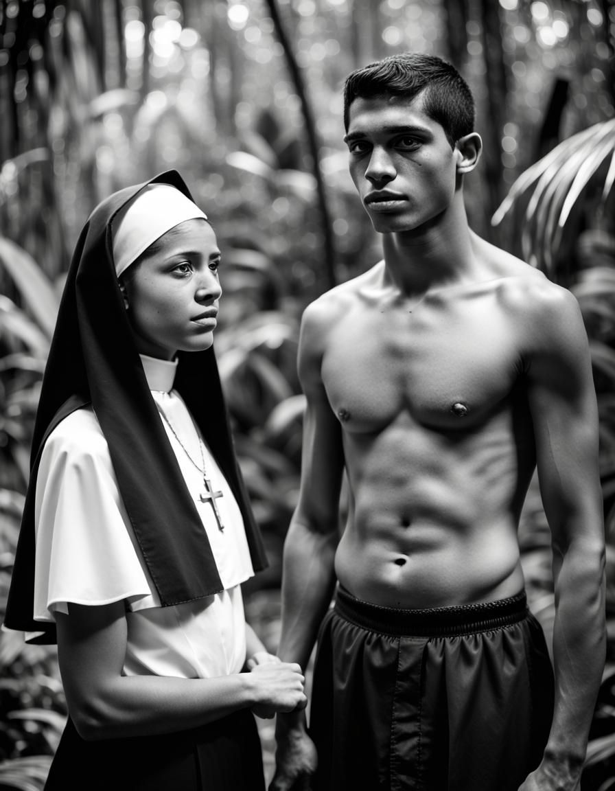 Contrasting Figures in a Jungle Photograph