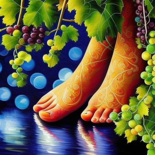 Trampling grapes to make wine