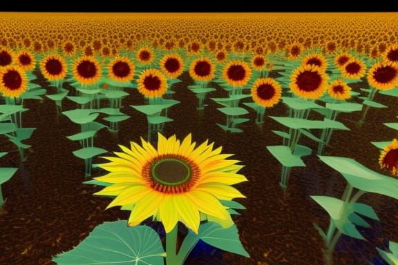 Chihuly Glass Sunflowers Field in 3D
