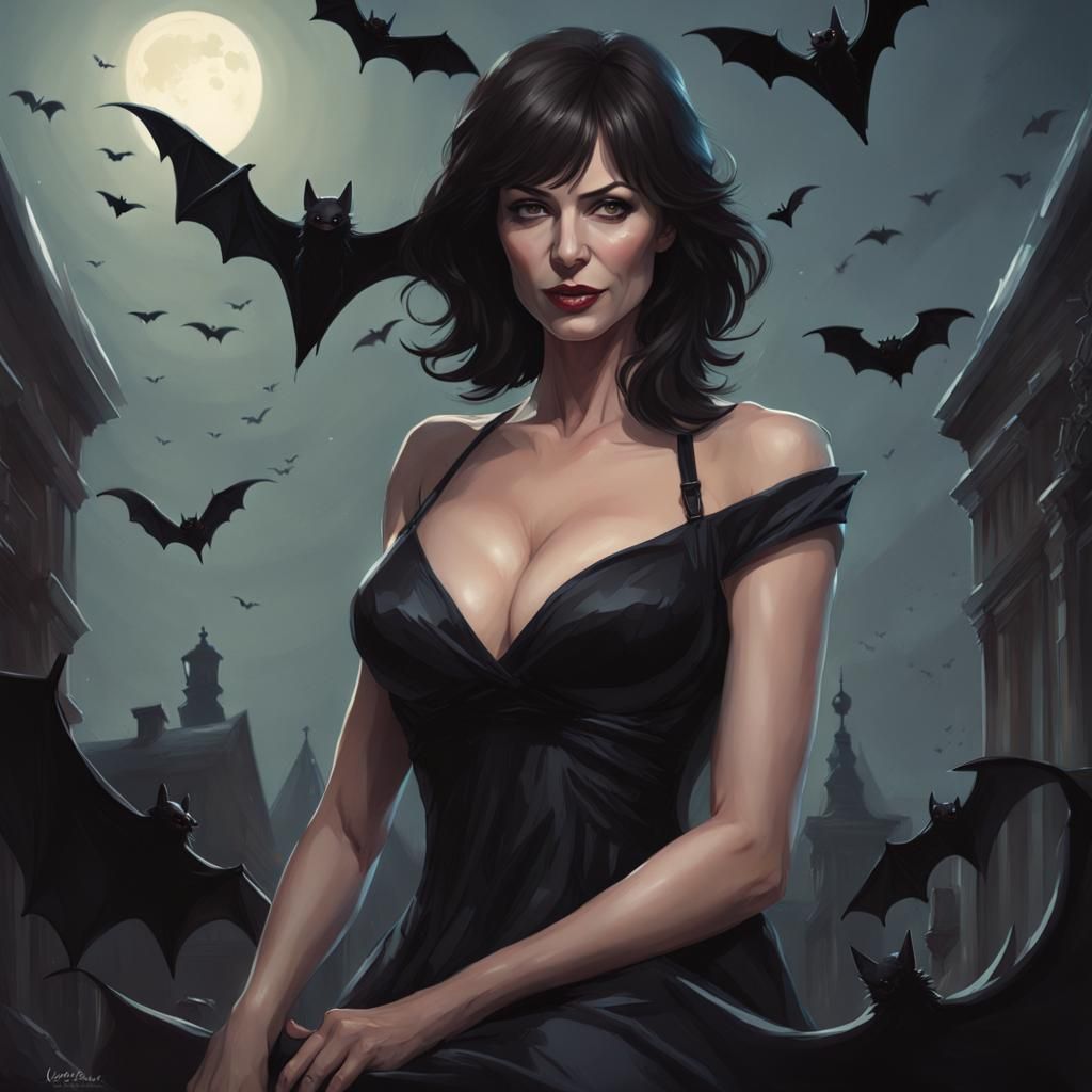 Vampire Woman Portrait in Hyperdetailed Digital Art Style
