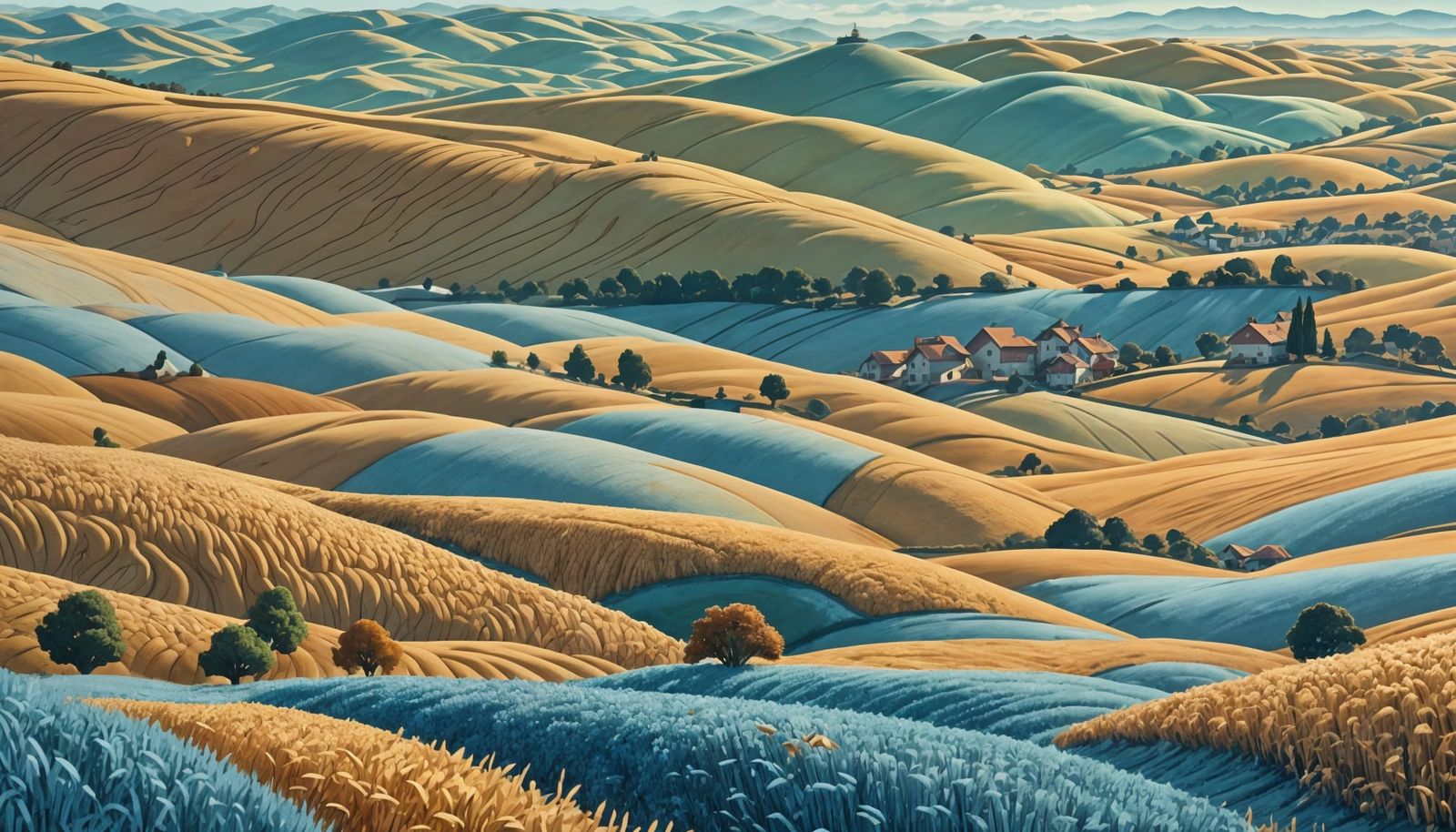 Golden Wheat Fields Under Winter Sky