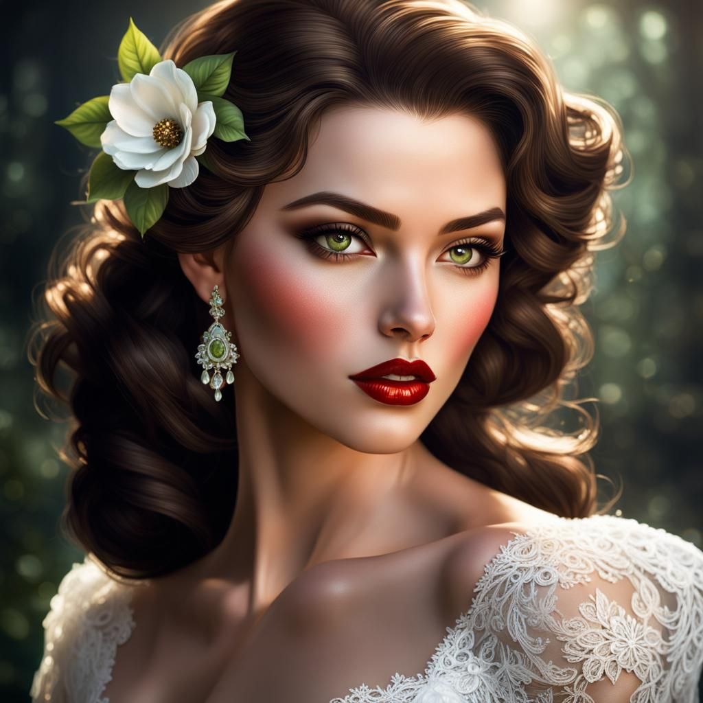 Gorgeous Woman in White Dress Portrait