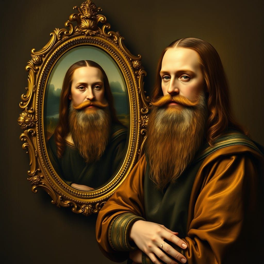 Mona Lisa Meets Her Bearded Counterpart in a Gilded Renaissa...