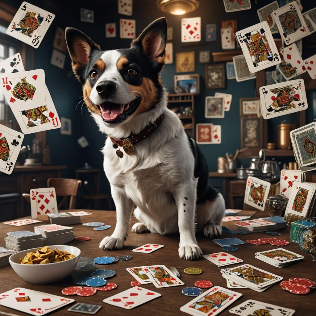 Smiling Dog at Kitchen Table: Fantasy Concept Art
