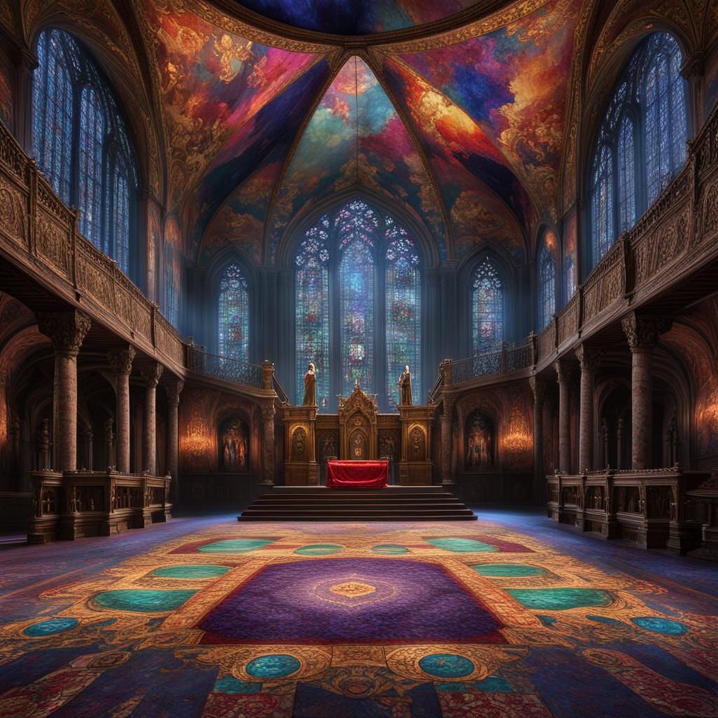 Fading Empire: Gothic Throne Room in Digital Oil Paint