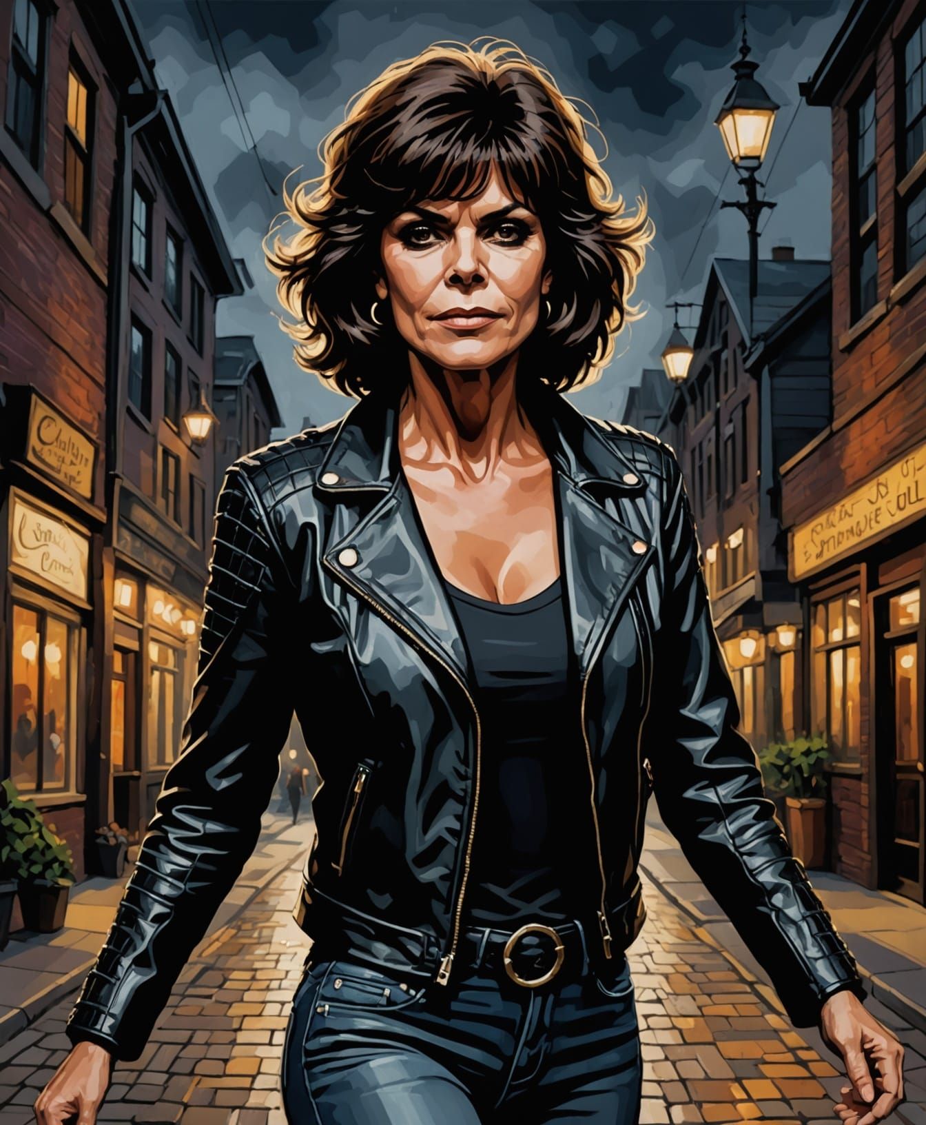 Dramatic Portrait with Gothic Architecture in Chiaroscuro Li...