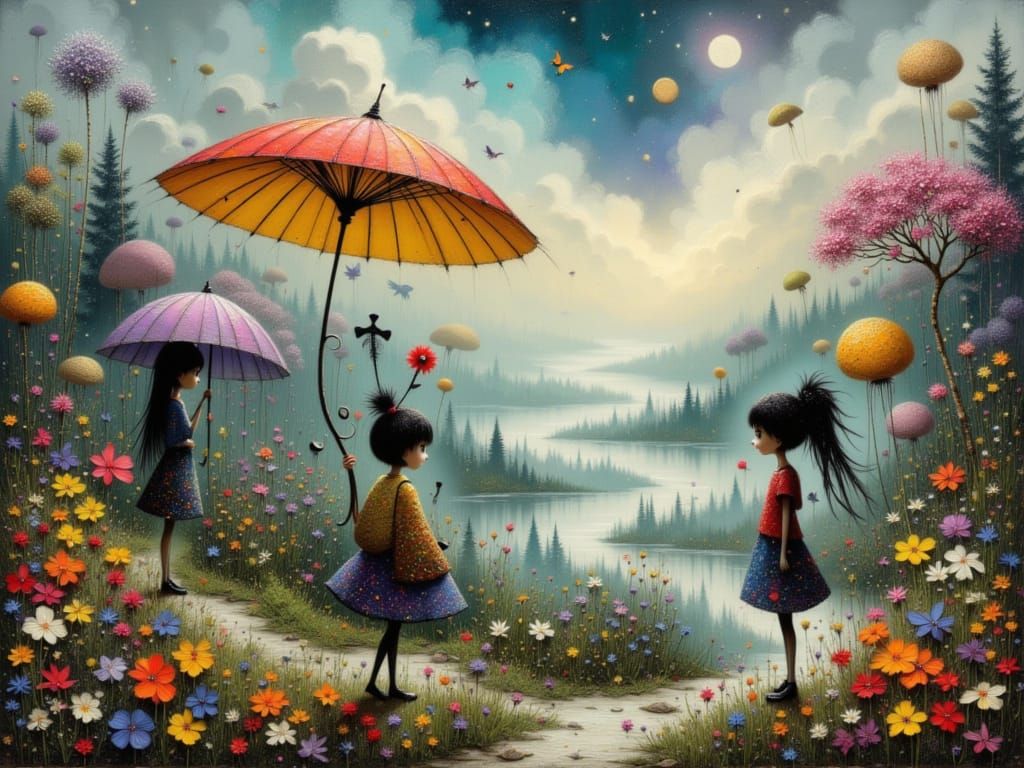 Ethereal Fantasy Whimsical Animals in Mist