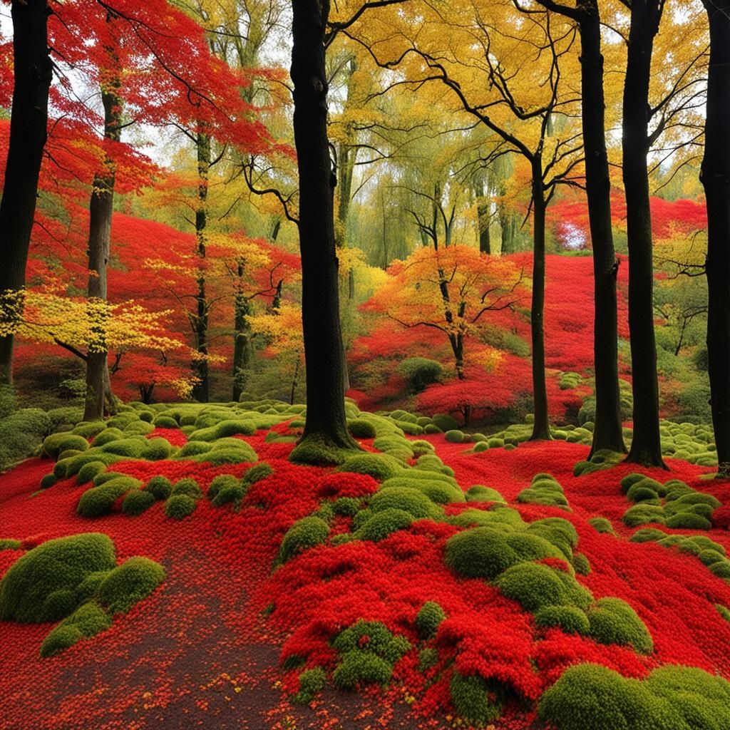 Autumnal Forest Scene in Vibrant Colors