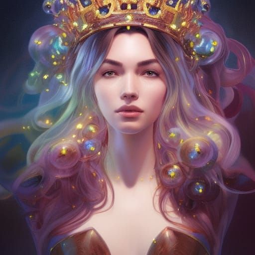 Crystalline Royal Crown Portrait in Hyperdetailed Style